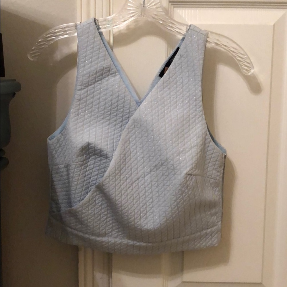 Powder blue cut out crop top